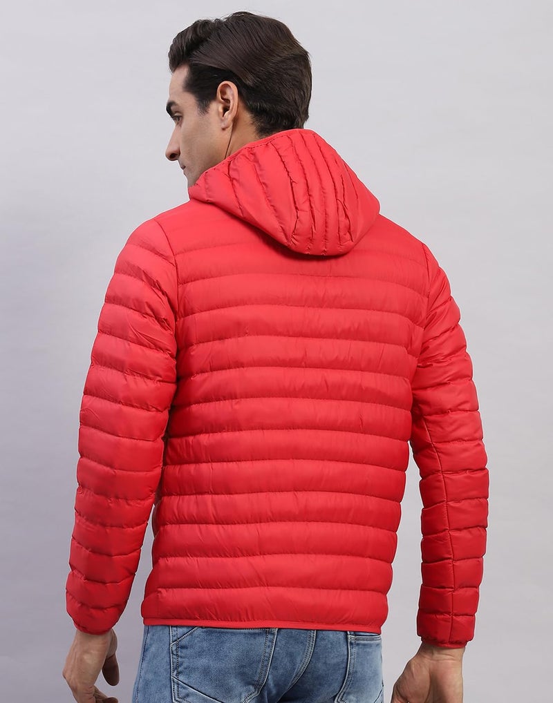 Monte Carlo Mens Solid Red Hooded Full Sleeve Jacket (224261792-1-40) - Image 4