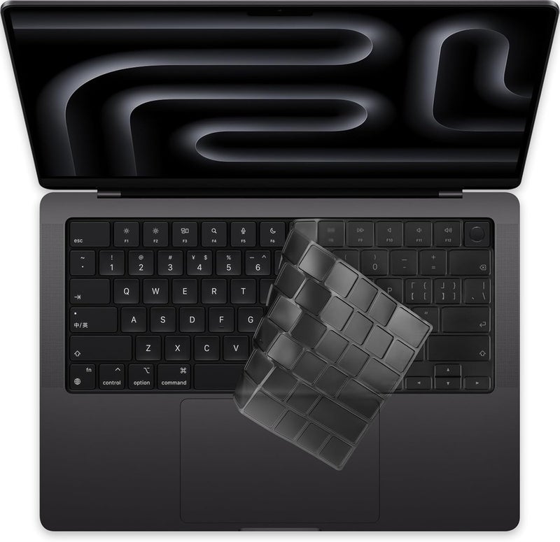 OJOS Keyboard Cover Skin for MacBook Pro 14" 16 inch M4 Pro/Max Chip A3112 A3185 A3401 A3186 A3403 Released in 2024 Touch ID TPU Protector Accessories US/ANSI Layout (Transparent Gray) - Image 1