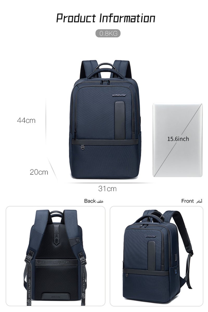 ARCTIC HUNTER Durable School Laptop Backpack,Water Resistant Business Travel Expandable Bag with USB Charging Port for Work,Blue - Image 3