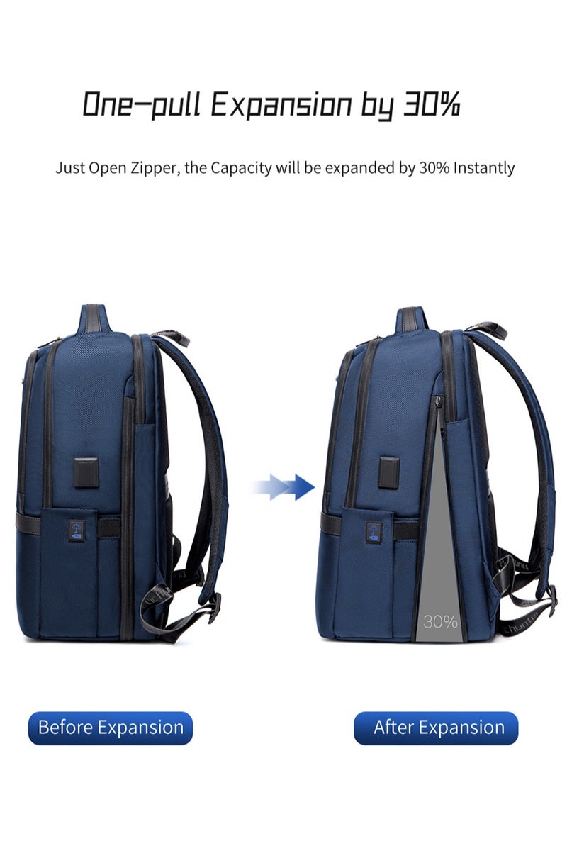 ARCTIC HUNTER Durable School Laptop Backpack,Water Resistant Business Travel Expandable Bag with USB Charging Port for Work,Blue - Image 5