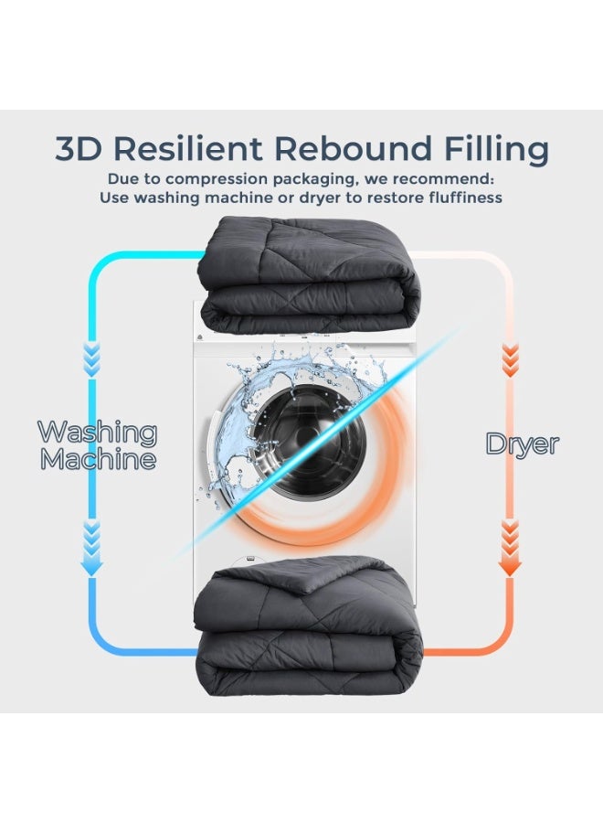 Bukela 7 Pieces Queen Comforter Set, All Season Reversible Bed in a Bag, Ultra Soft Queen Bedding Set with Grey Comforter, Flat Sheet, Fitted Sheet, Pillowcases, Pillow Shams, Dark Grey - Image 2