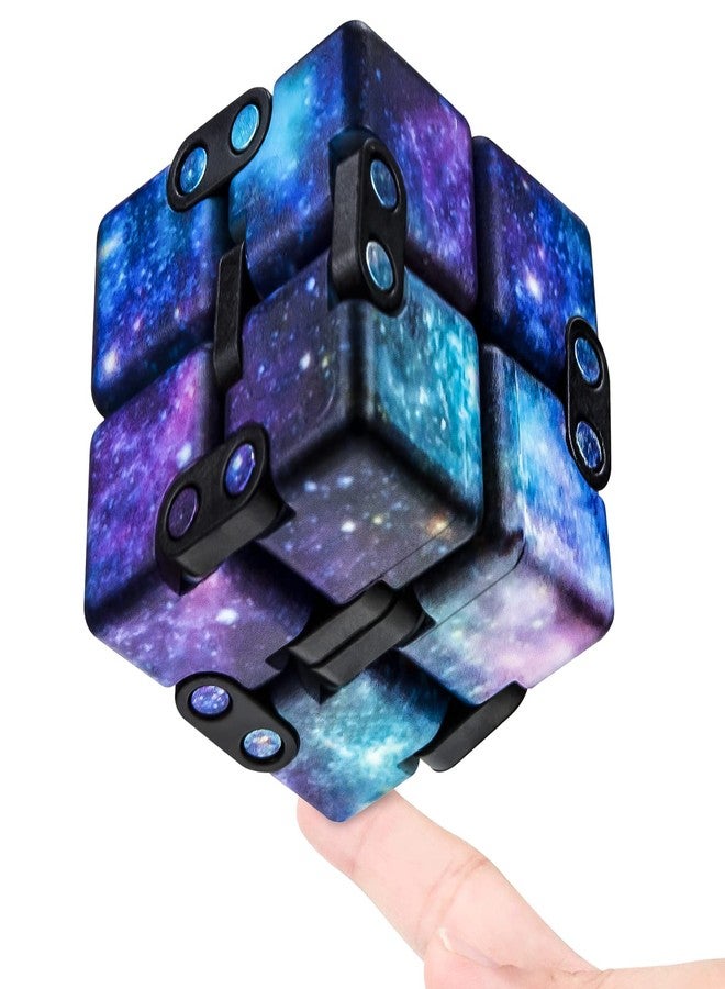 WUQID لعبة WUQID Infinitycube لتخفيف التوتر، لعبة تململ للأطفال والكبار، أداة فريدة لطيفة بحجم الجيب لتخفيف القلق وتمضية الوقت (مجرة صغيرة) - Image 1