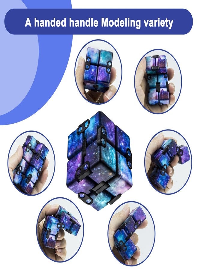 WUQID لعبة WUQID Infinitycube لتخفيف التوتر، لعبة تململ للأطفال والكبار، أداة فريدة لطيفة بحجم الجيب لتخفيف القلق وتمضية الوقت (مجرة صغيرة) - Image 2