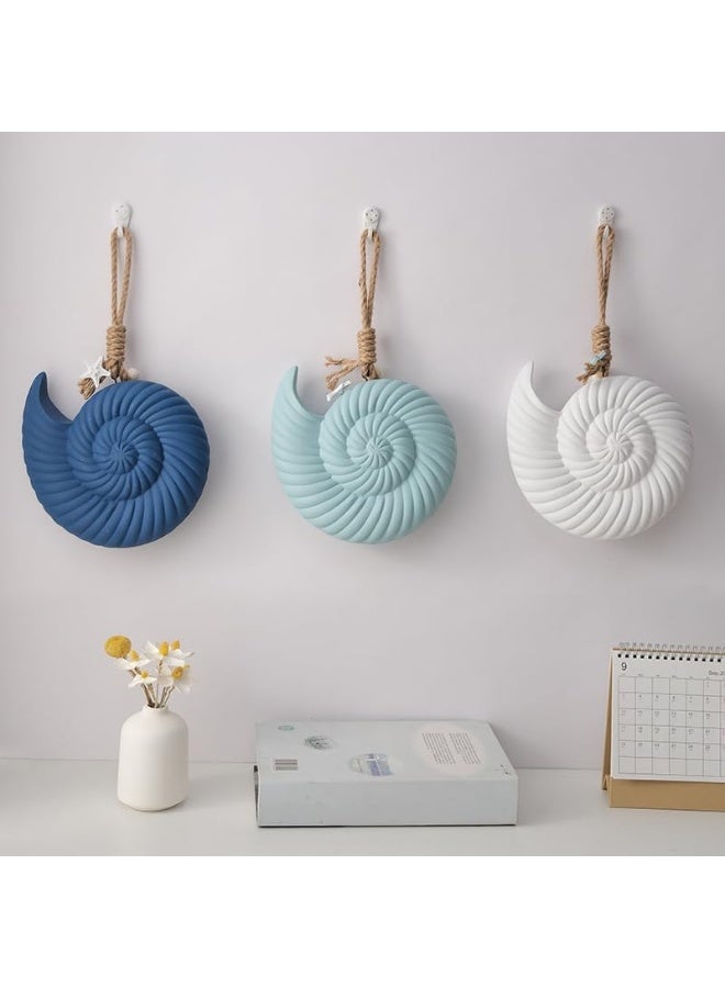YINZUO YINZUO Hanging Nautical Shell Ornament Coastal Beach Wall Decor with Rope, Starfish & Seashell Accents Sea Shell Decoration for Home, Bathroom & Garden (Set of 3)  - Image 1