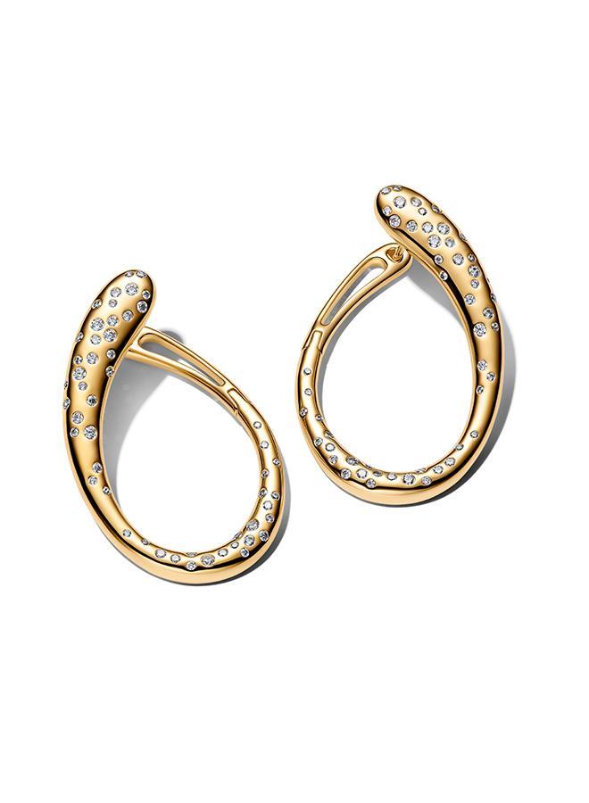PANDORA Organically Shaped Stone-Set Hinged Hoop Earrings - Image 1