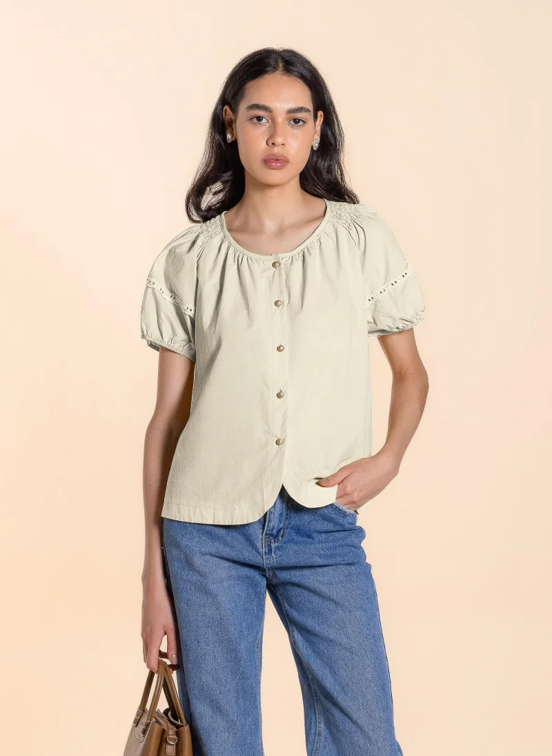 SHAPES LACE DETAILED COTTON TOP