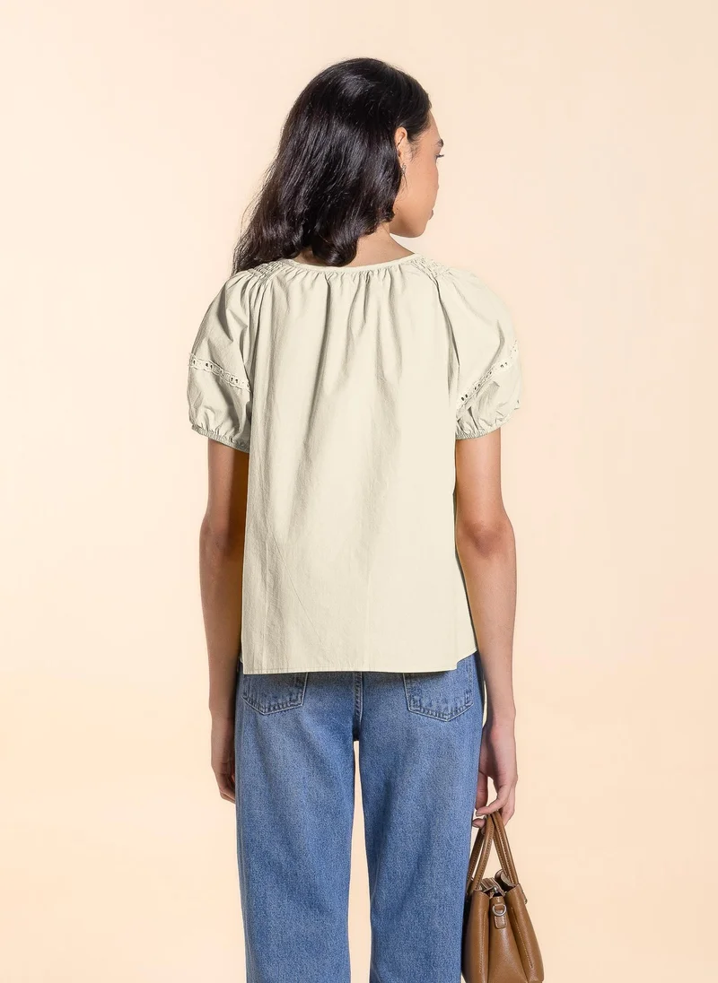 SHAPES LACE DETAILED COTTON TOP