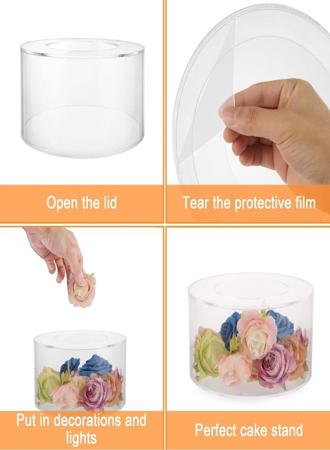 GBACHOOSE 2PCS Clear Acrylic Cake Stand Round 2 Tier Case Cylinder Box Clear Cake Stand, Fillable Cake Riser Round for Wedding Birthday Party Wedding Holiday Party (6 Inch, 8 Inch) - Image 3