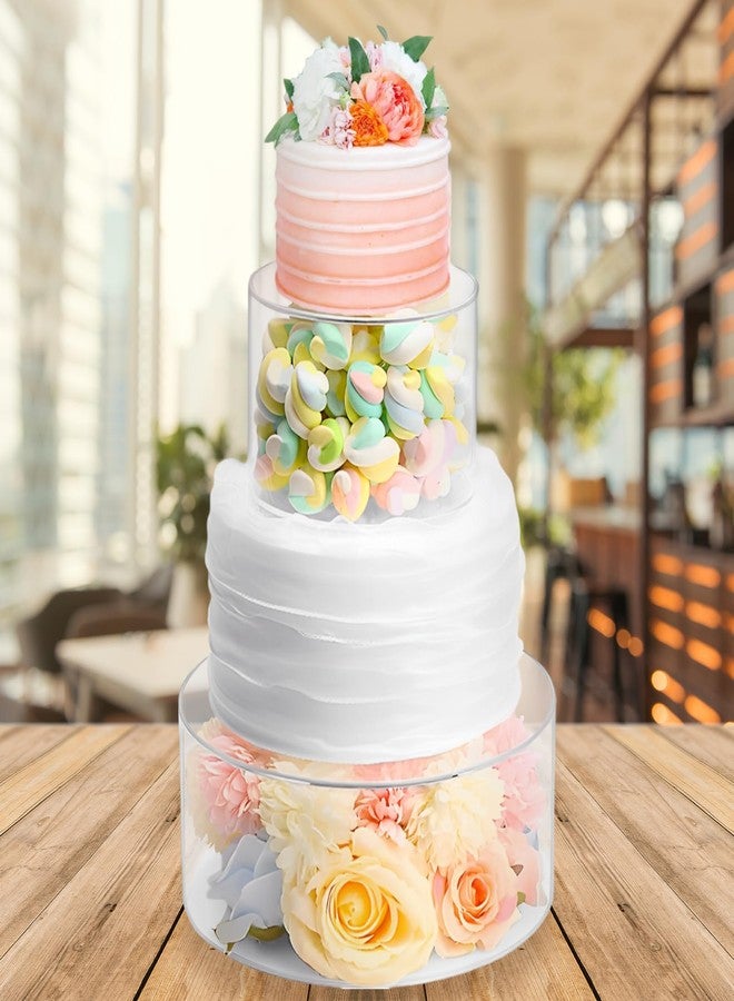 GBACHOOSE 2PCS Clear Acrylic Cake Stand Round 2 Tier Case Cylinder Box Clear Cake Stand, Fillable Cake Riser Round for Wedding Birthday Party Wedding Holiday Party (6 Inch, 8 Inch) - Image 5