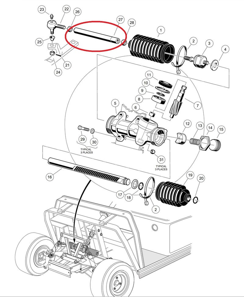 AA A.A Rack & Pinion Drag Link for Club Car DS Golf Cart 1984-2008# 1012467 - Image 2
