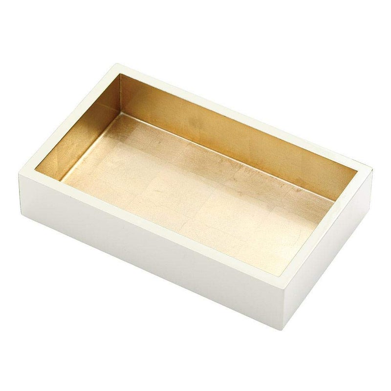 Caspari Lacquer Guest Towel Napkin Holder Ivory & Gold, 1 Each - Image 1