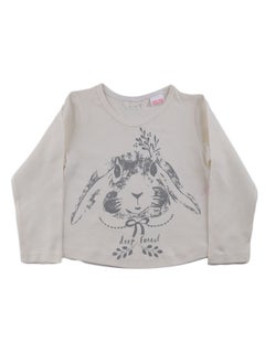 Creamy T-shirt for girls with bunny print