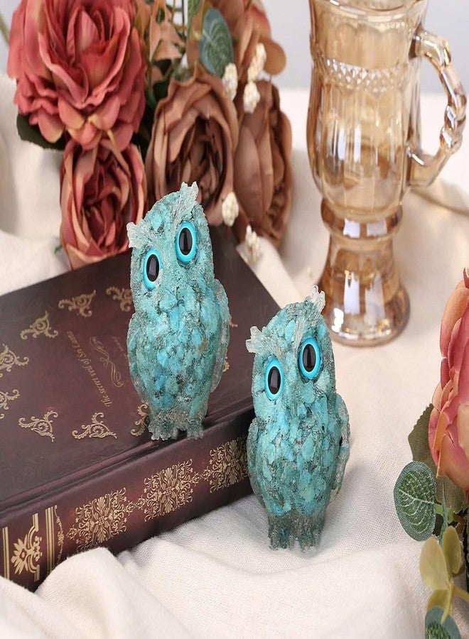 LAIDANLA Turquoise 2.4" Owl Statue Natural Healing Crystal Cute Owl Animal Figurine Pocket Sculpture Reiki Spiritual Energy Gemstone Home Office Room Desk Decor Gifts for Women Men - Image 2