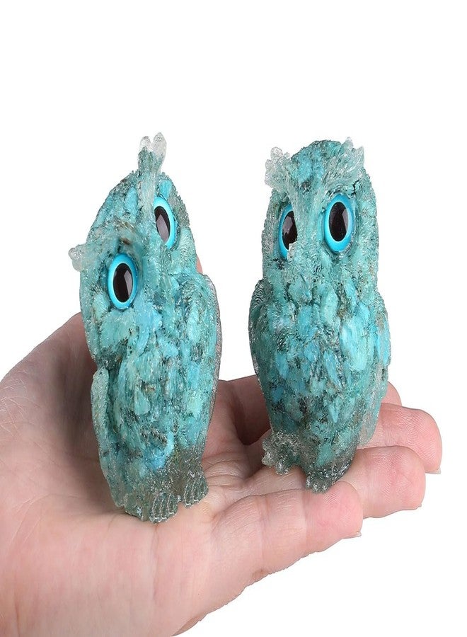 LAIDANLA Turquoise 2.4" Owl Statue Natural Healing Crystal Cute Owl Animal Figurine Pocket Sculpture Reiki Spiritual Energy Gemstone Home Office Room Desk Decor Gifts for Women Men - Image 3