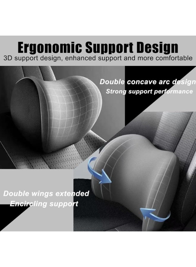 Ergonomic Car Headrest and Lumbar Support Cushion Set - Memory Foam Neck Pillow and Back Support Pillow for Driving Pain Relief - Image 4