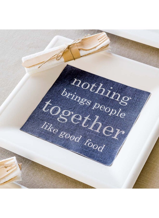 Restaurantware 13 Inch Paper Luncheon Napkins, 500 Good Food Design Printed Napkins - 3-Ply, Textured Edges, Navy Paper Decorated Napkins, Soft And Strong, For Parties Or Catering Events  - Image 3