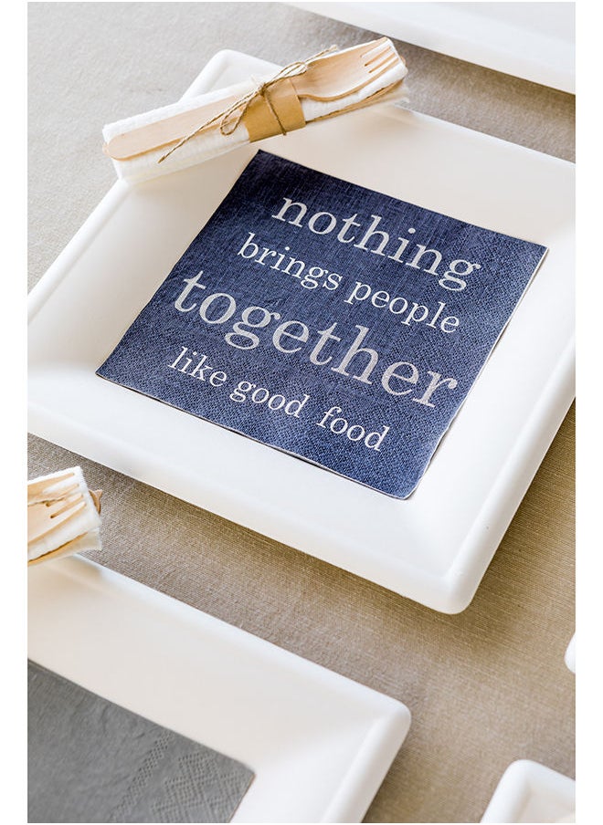 Restaurantware 13 Inch Paper Luncheon Napkins, 500 Good Food Design Printed Napkins - 3-Ply, Textured Edges, Navy Paper Decorated Napkins, Soft And Strong, For Parties Or Catering Events  - Image 5