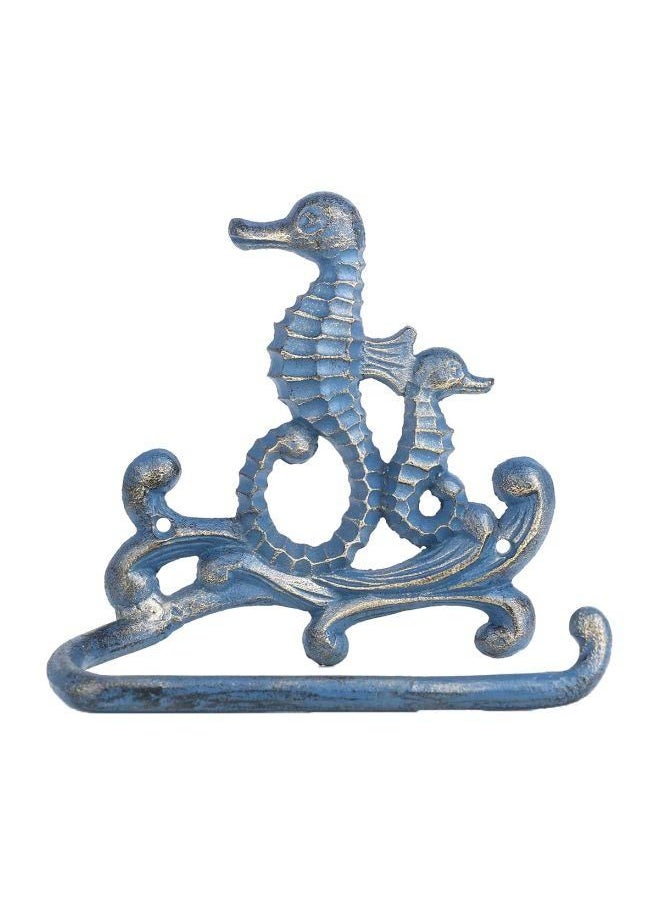 NIBEMINENT Iron Sea Horse Shaped Toilet Paper Holder Blue 5.9x5.5cm  - Image 1