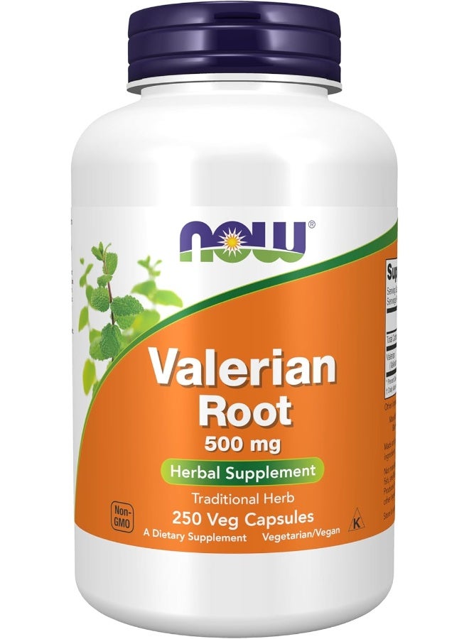 NOW Supplements, Valerian Root (Valeriana officinalis) 500 mg, Herbal Supplement, 250 Veg Capsules - Image 1