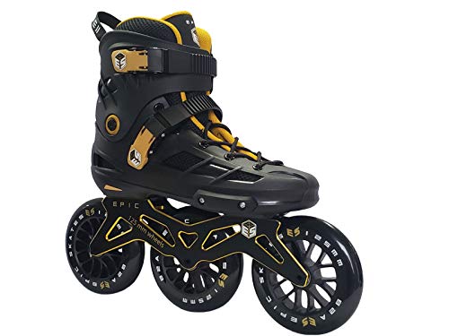 Epic Skates 125mm Engage 3-Wheel Inline Speed Skates, Black/Gold, Adult 7 - Image 2
