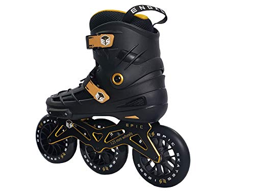 Epic Skates 125mm Engage 3-Wheel Inline Speed Skates, Black/Gold, Adult 7 - Image 4