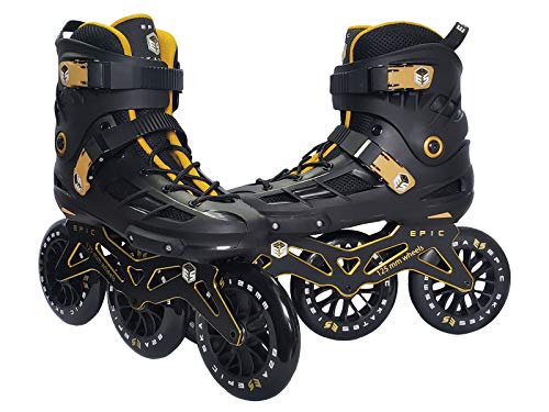 Epic Skates 125mm Engage 3-Wheel Inline Speed Skates, Black/Gold, Adult 7 - Image 3