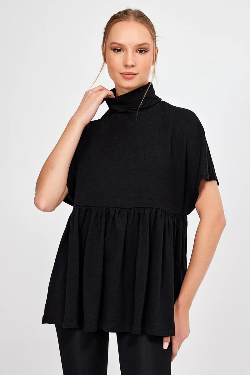 Alexander Gardi Black Turtleneck Mini Dress
