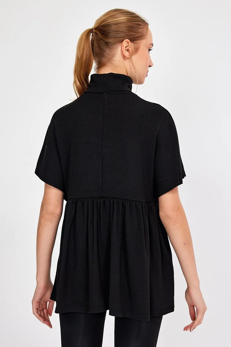 Alexander Gardi Black Turtleneck Mini Dress