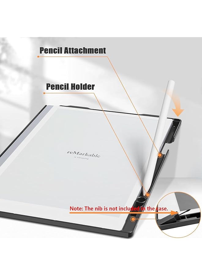 إيروريكس حافظة لجهاز Remarkable 2 اللوحي مقاس 10.3 بوصة بتصميم عمل جديد مع غطاء جلدي مطور لجهاز Remarkable 2 الرقمي مع حامل قلم باللون الأسود - Image 2