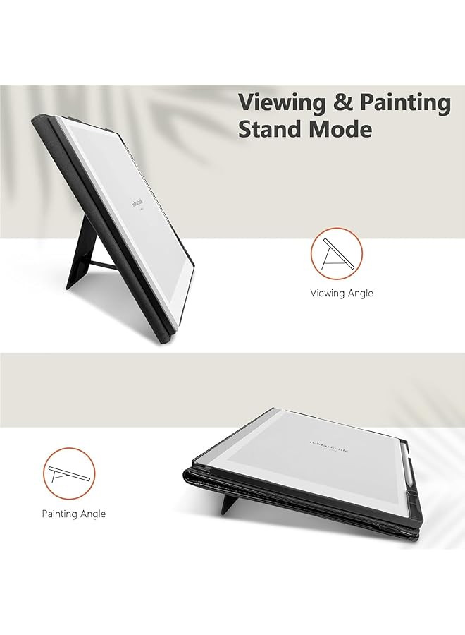 إيروريكس حافظة لجهاز Remarkable 2 اللوحي مقاس 10.3 بوصة بتصميم عمل جديد مع غطاء جلدي مطور لجهاز Remarkable 2 الرقمي مع حامل قلم باللون الأسود - Image 3