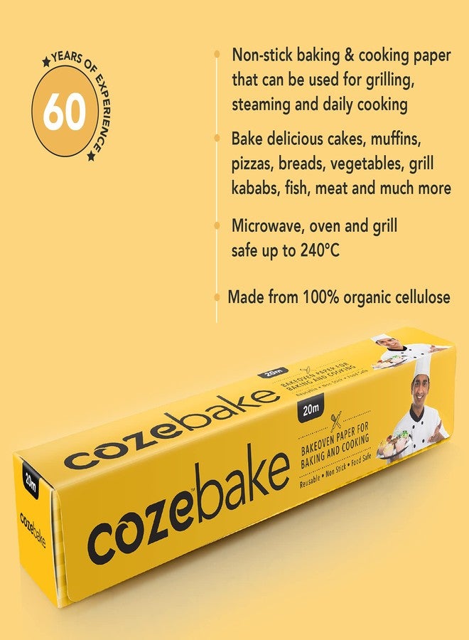 Coze Baking Paper 20 metres, Pack of 1, 100% Oven & Microwave Safe Upto 240°C, No Added Wax or Coating, 100% Food Safe, FDA Approved, Butter Paper Roll, Parchment Paper for Baking Cake (Off-White) - Image 3