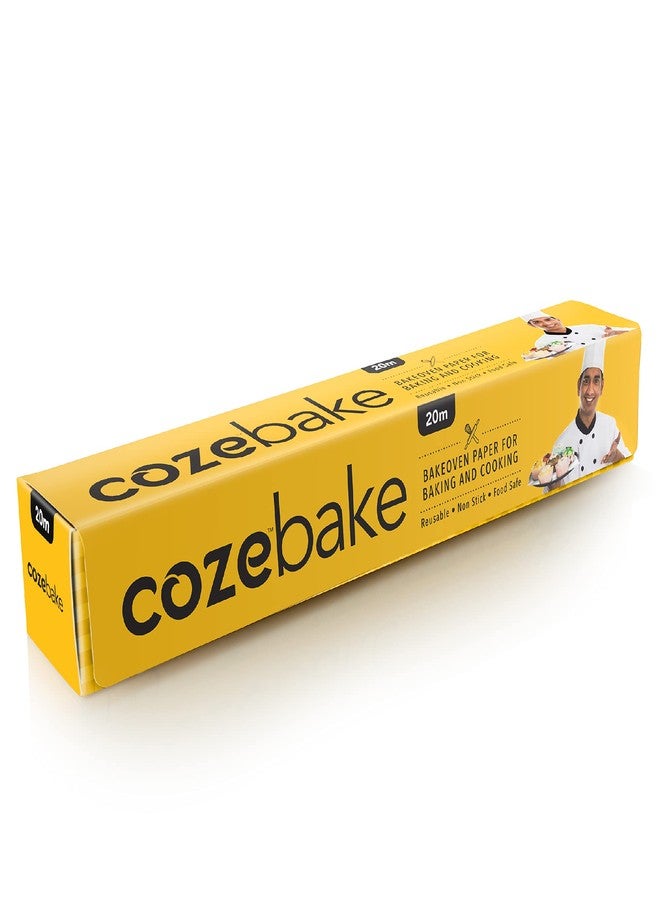 Coze Baking Paper 20 metres, Pack of 1, 100% Oven & Microwave Safe Upto 240°C, No Added Wax or Coating, 100% Food Safe, FDA Approved, Butter Paper Roll, Parchment Paper for Baking Cake (Off-White) - Image 1