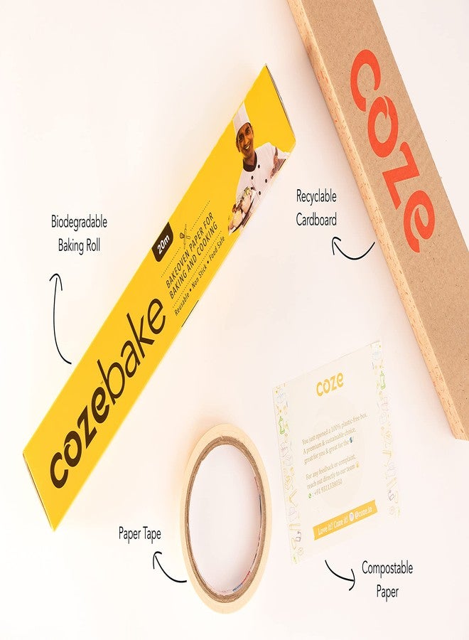 Coze Baking Paper 20 metres, Pack of 1, 100% Oven & Microwave Safe Upto 240°C, No Added Wax or Coating, 100% Food Safe, FDA Approved, Butter Paper Roll, Parchment Paper for Baking Cake (Off-White) - Image 5