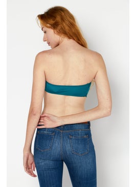 NA-KD Women Straight Across Strapless Plain Tube Top, Green  - Image 2