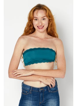 NA-KD Women Straight Across Strapless Plain Tube Top, Green  - Image 1