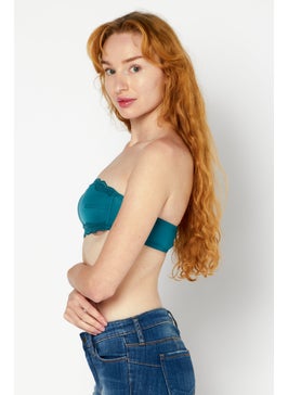 NA-KD Women Straight Across Strapless Plain Tube Top, Green  - Image 4