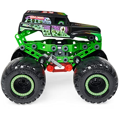 MECCANO Junior, Official Monster Jam Grave Digger Monster Truck STEM Model Building Kit with Pull-Back Motor, Kids Toys for Ages 5 and up - Image 4