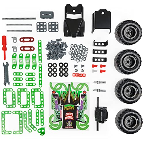 MECCANO Junior, Official Monster Jam Grave Digger Monster Truck STEM Model Building Kit with Pull-Back Motor, Kids Toys for Ages 5 and up - Image 3