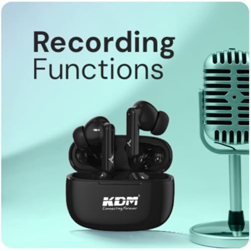 KDM – E5 MP3PODS TWS, Truly Wireless in Ear Earbuds, with 40 Hrs Playtime, ENC, Quad Mic, Gaming Mode, Type-C Fast Charging, Buds, Black - Image 3