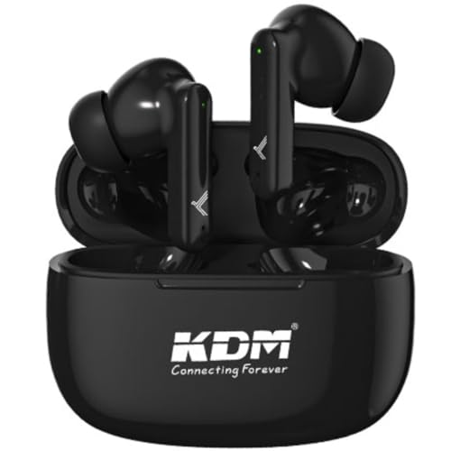 KDM – E5 MP3PODS TWS, Truly Wireless in Ear Earbuds, with 40 Hrs Playtime, ENC, Quad Mic, Gaming Mode, Type-C Fast Charging, Buds, Black - Image 1