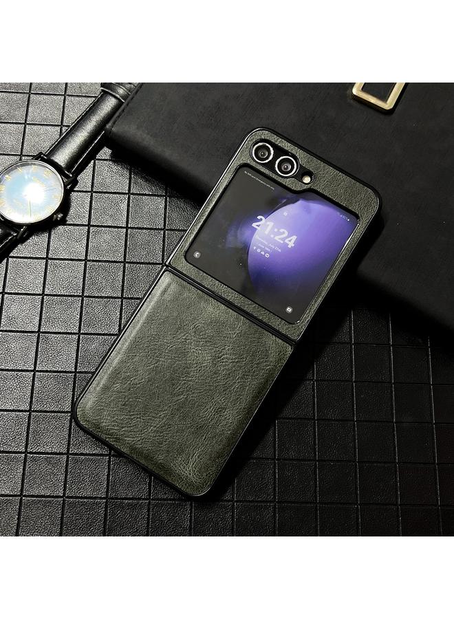 erorex Case For Samsung Galaxy Z Flip5 Integrated Crazy Horse Texture Leather Shockproof Phone Case - Image 2