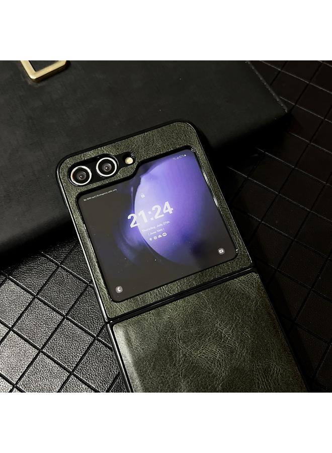 erorex Case For Samsung Galaxy Z Flip5 Integrated Crazy Horse Texture Leather Shockproof Phone Case - Image 4