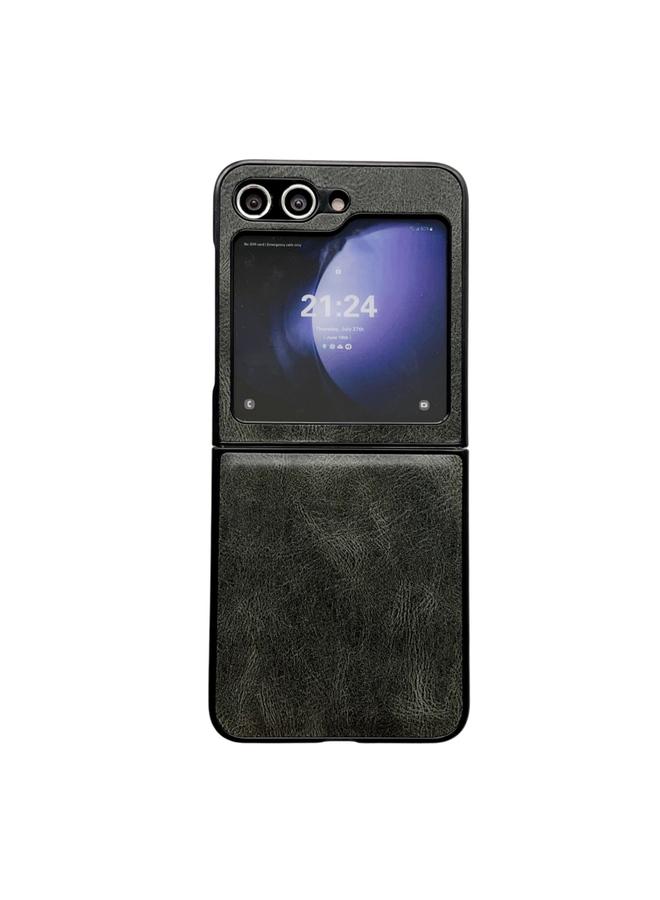 erorex Case For Samsung Galaxy Z Flip5 Integrated Crazy Horse Texture Leather Shockproof Phone Case - Image 1