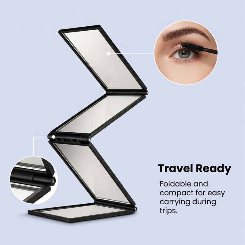 TORVIKX Four-Sided Folding Makeup Mirror - Portable Daily Use Cosmetic Tool - Image 4