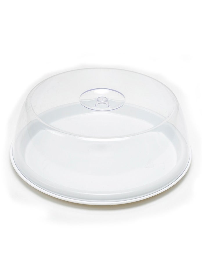 Concept home Cake Plate with Cover Clear/White Round Plastic 30.2x10.6 cm  - Image 1