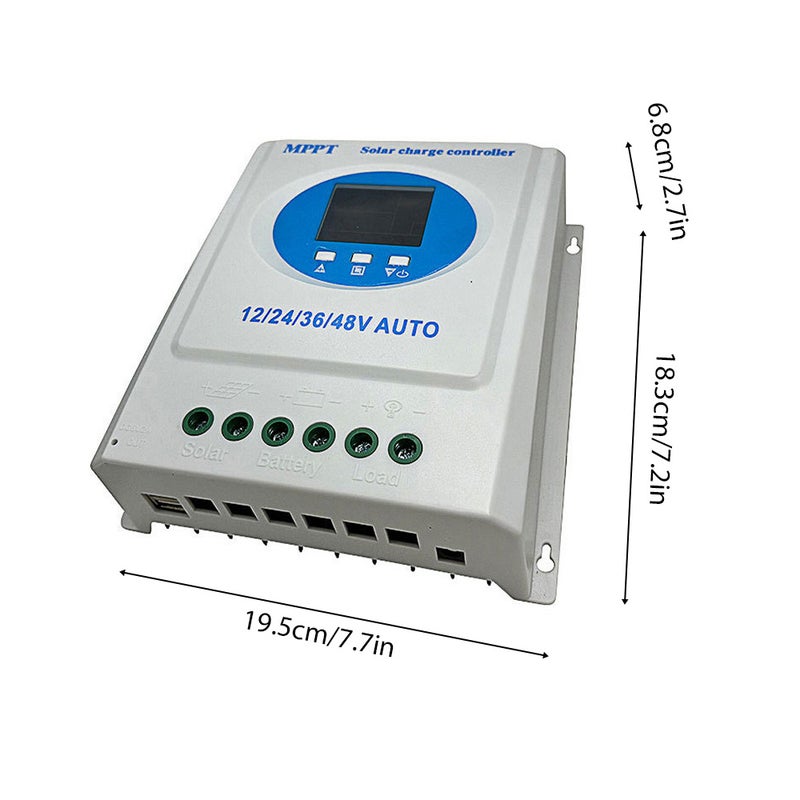 100A MPPT Solar Charge Controller 12V 24V 36V 48V Automatic Adaptation Charge Controller with Blacklight LCD Display Intelligent Regulator for Lead-Acid Lithium Battery Dual USB Ports - Image 2