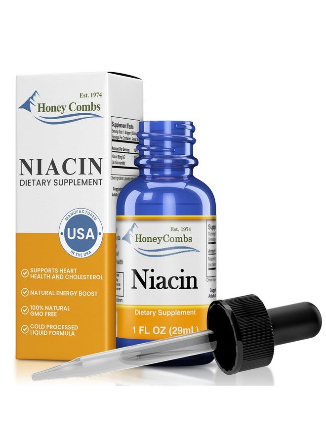 HoneyCombs Vitamin B3 Niacin Supplement Liquid Drops - High Potency Vitamin B3 Liquid Drops for Men & Women - Maintain Digestive System, Skin, Tongue, Energy and More - Vegan Niacin Drop (1 Fl oz) - Image 1