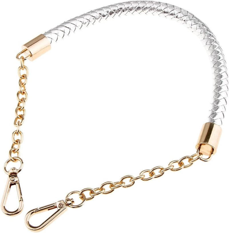 klarako Braided Leather Strap Chain for Handbag Clutch Crossbody Bag, Purse Handle Replacement 60cm  Silver, 60cm - Image 5