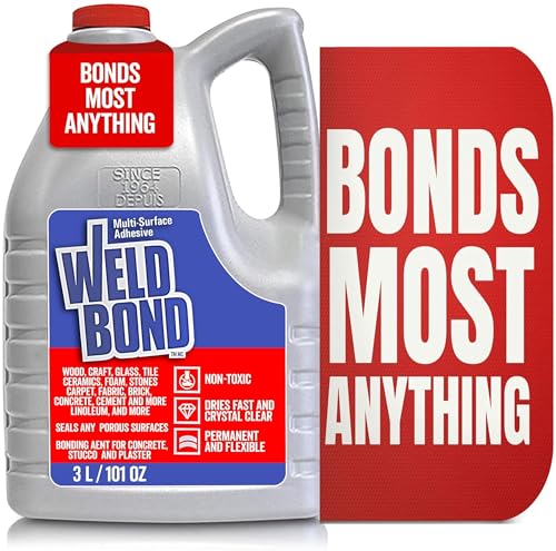 Weldbond Glue - Bonds Most Anything! 3L /101 oz Non-Toxic Adhesive Glue For Wood Tile Glass Craft Foam Fabric Stone Cement & Concrete & Any Other Porous Surfaces. No Fume Non-Flammable PVA Glue Gallon - Image 1