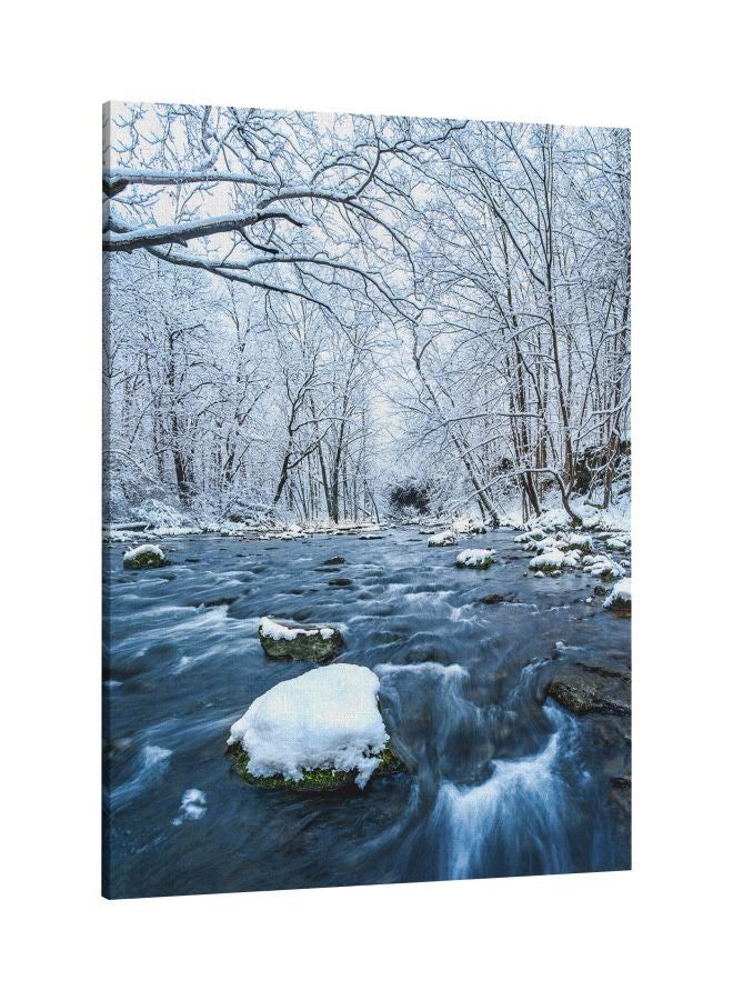 RKN فن الجدار القماش المطبوع بإطار بحيرة الجليد أبيض/أزرق/أخضر 60x80 سنتيمتر - Image 1